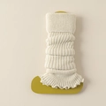 Scaldamuscoli in maglia beige crema con trama a costine e bordi decorativi a volant - Taglia unica / Bianco Sporco (Glitter)