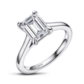 Elegant S925 sterling silver ring featuring a large emerald-cut clear cubic zirconia stone - US Size 4.5 / Style E