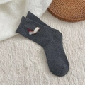 Calze termiche grigio scuro con ricamo a forma di cucciolo morbido e polsini a costine - Taglia unica / grigio scuro