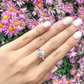 Elegant S925 sterling silver six-prong ring with a large round sparkling zircon stone - Style F