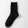 Klassische schwarze Wadenstrümpfe aus warmer Wollmischung mit Zopfmuster-Struktur - Einheitsgröße / Mittelhoch Schwarz