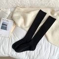 Calcetines altos térmicos negros con textura de canalé para un efecto estilizado - Negro