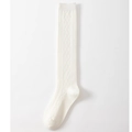 White over-the-knee socks featuring elegant vertical ribs and textured diamond knit patterns - One Size / Calf Length White