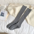 Calcetines gruesos grises de cachemira con rayas verticales para mujer estilo minimalista - Gris