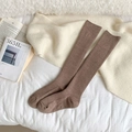 Thick warm cashmere blend rib-knit calf socks in deep coffee brown for women - Dark Coffee