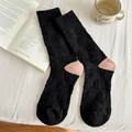 Calze spesse di lana da donna in nero e rosa con motivo a maglia a zampa di gatto 3D - Taglia unica / Nero con tallone rosa