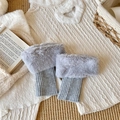 Graue Beinstulpen aus Kunstfell mit Rippstrick-Textur für Winterstiefel - Grau