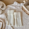 Calentadores de punto acanalado blanco con puños vueltos en estilo de invierno - Talla única / Blanco