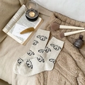 Calze di lana beige con stampa di cani, spessi calzini invernali per stile Birkenstock - Beige