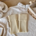 Calentadores chic de punto acanalado blanco roto para un estilo de moda invernal mujer - Talla única / Beige