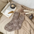 Calze calde in lana marrone scuro con simpatico motivo a cucciolo per l'autunno - Taglia unica / Calzini slouch / Marrone