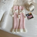 Scaldamuscoli Lolita rosa e bianchi con fiocchi carini e ciondoli con pompon morbidi - Rosa