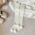 Calcetines por encima de la rodilla en algodón blanco crema con puños anchos - Talla única / Blanco