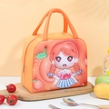 Orange cartoon lunch bag with braided girl design for students and office workers - Orange Cute Baby (HahaPet)
