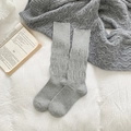 Chic grey knitted slouch socks with vertical ribbed texture for a retro Japanese JK style - One Size / Light Gray