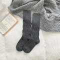 Dark gray chunky ribbed knit JK style slouch socks for a cozy winter outfit - One Size / Dark Gray