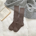 Retro coffee brown slouch socks for women, stylish knit mid-calf hosiery in dark brown - One Size / Coffee