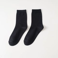 Men's solid black cotton crew socks with ribbed cuffs for business or casual wear - One Size / Black
