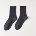 Men's dark charcoal grey knit crew socks with elastic ribbed cuffs in casual style - One Size / Dark Gray