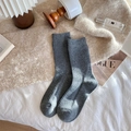Thick warm dark grey ribbed wool blend socks for women in cozy home lifestyle setting - Dark Gray