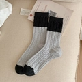 Calze da donna bicolore nero e grigio con classica trama a maglia a trecce - Taglia unica / Grigio