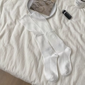 Calcetines altos blancos de punto acanalado de algodón suave para mujer - Talla única / Blanco Blanqueado