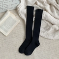 Calcetines altos negros para mujer con tejido de punto acanalado de estilo japonés JK - Talla única / Negro