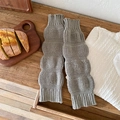 Grey bubble-knit leg warmers with vintage ribbed texture and soft wool material - One Size / Gray