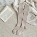 Calcetines largos de punto acanalado color avena para mujer, estilo japonés de corte ajustado - Talla única / Caqui