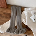 Dark grey knitted leg warmers with ruffle trim in a cozy ballet style design - Gray
