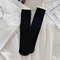 Japanese style black ribbed knee-high socks with delicate white lace trim details - Black