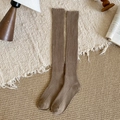 Coffee brown ribbed knee high socks in soft knit fabric for winter autumn season - One Size / Light Coffee