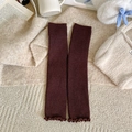 Scaldamuscoli in maglia color caffè scuro con bordi a balze, stile invernale - Taglia unica / caffè