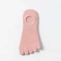 Pink mesh five-finger invisible socks with non-slip silicone heel for summer - One Size / Pink