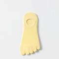 Breathable light yellow mesh five-finger socks with non-slip silicone and low-cut design - One Size / Yellow