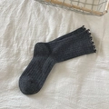 Dark grey knitted socks with colorful flecks and frilly edge in a retro style - Dark Gray