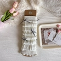 White cable knit leg warmers with grey sequin bows and balletcore style design - One Size / White Base Black Bow