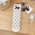 Chaussettes blanches à pois noirs style japonais avec nœud en velours et volants - Base Blanche Noeud Noir