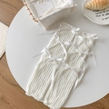 Witte gebreide beenwarmers met satijnen strikken in balletcore-stijl voor dames - Eén maat / Wit
