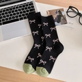 Calcetines estilo ballet negros con lazos rosas y detalles verdes para mujer - Talla única / Negro (Punta Verde)