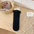 Calze al polpaccio nere con volant in pizzo e motivo traforato in stile vintage - Taglia unica / Nero