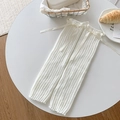 Jambières blanches en tricot avec nœuds style japonais JK pour femmes en automne - Blanc