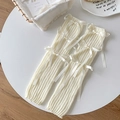 Witte gebreide beenwarmers met strikjes in balletstijl voor dames in de winter - Eén maat / Beige