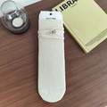 Chaussettes mi-hautes en coton côtelé blanc cassé avec broderie nœud marron chic - Blanc Cassé