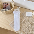 Calze di pizzo bianco con volant e motivi a cuore all'uncinetto in dolce stile Lolita - Taglia unica / Bianco