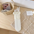Calze bianche in pizzo Lolita con balze a strati e delicata trama a rete traforata - Taglia unica / Beige