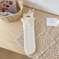 Chaussettes blanches à nœud et dentelle pour un style japonais JK doux et élégant - Taille unique / Beige