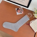 Breathable grey lace hollow mesh crew socks for women in stylish ballet aesthetic style - Gray