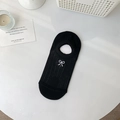 Schwarze Füßlinge aus Mesh mit weißer Schleifenstickerei und atmungsaktivem Design - Einheitsgröße / Schwarz