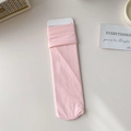 Pink velvet cotton socks in Japanese JK style with fold-over cuffs and soft knit texture - One Size / Pink